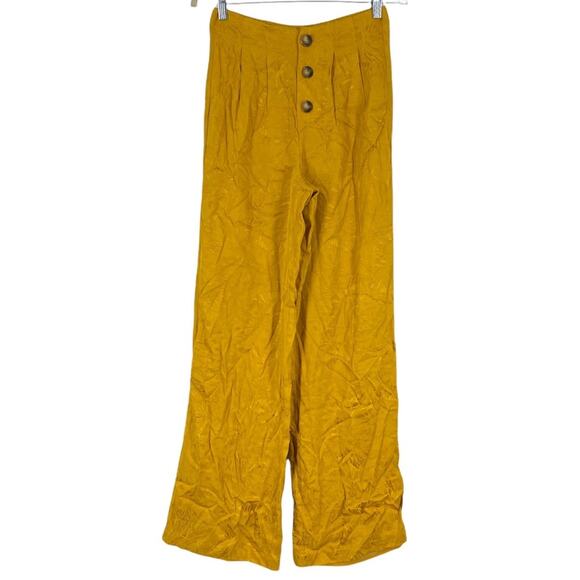 House of Harlow 1960 Revolve Gold Jacquard Floral Wide Leg Pants Button Fly XS - Picture 11 of 11